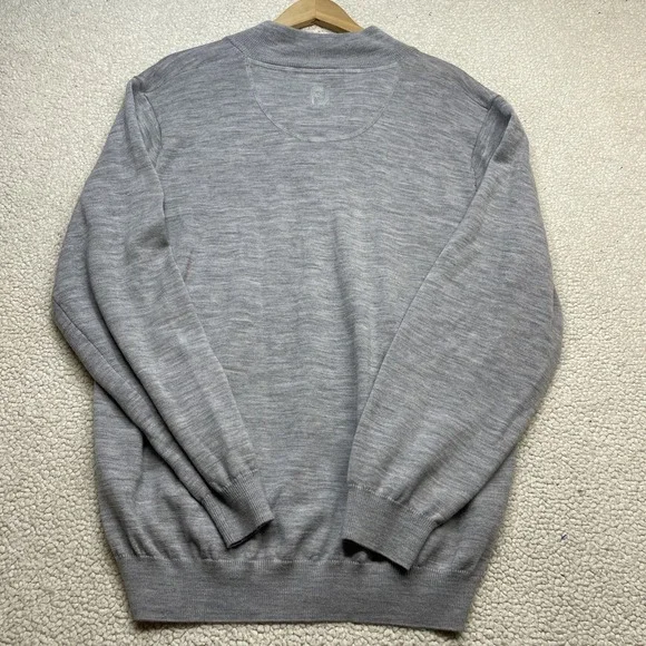 FootJoy Sweater Mens XL Grey 1/4 Zip Wool Blythefield Country Club Pullover Golf - Picture 8 of 10
